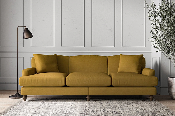 Deni Super Grand Sofa - Recycled Cotton Ochre-nkuku