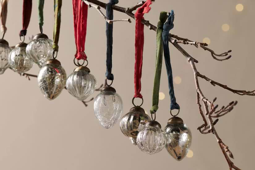 Dew Drop Baubles - Silver & Clear - (Set of 12)-nkuku