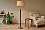 Digha Wood & Metal Floor Lamp - Dark Stain & Antique Brass-nkuku