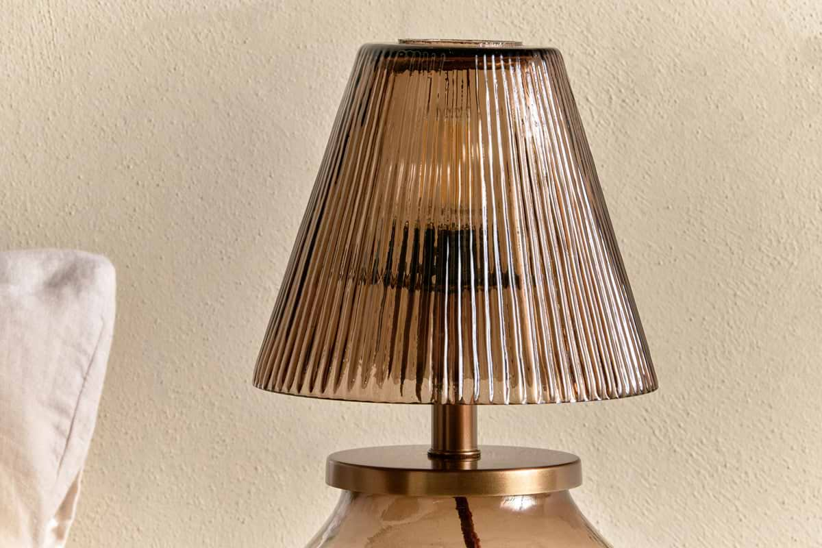 Dimalai Recycled Glass Table Lamp - Brown Smoke-nkuku