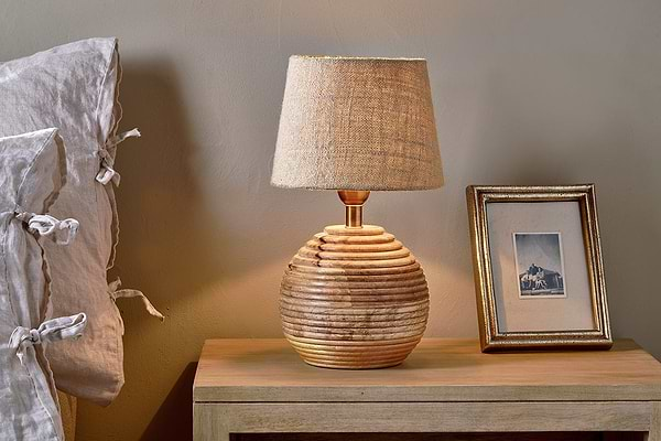 Drisana Mango Wood Bedside Table Lamp-nkuku