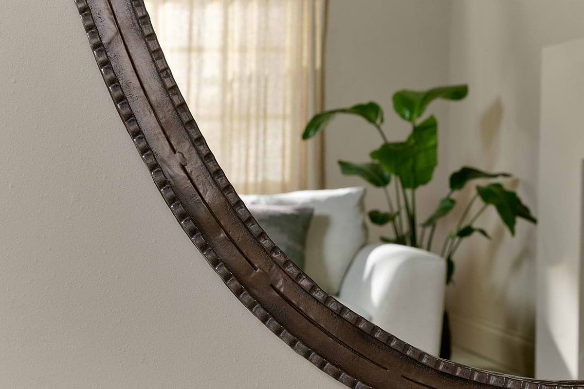 Drishti Oval Iron Mirror - Antique Black - Large-nkuku