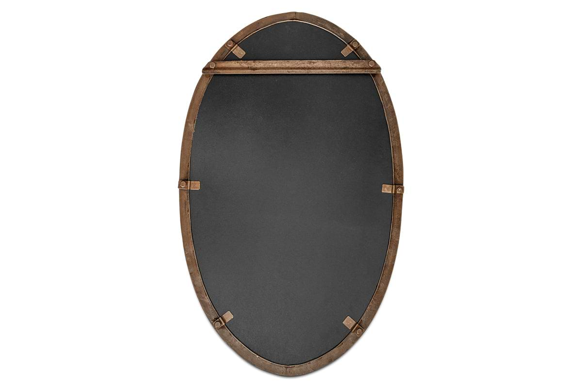 Drishti Oval Iron Mirror - Antique Black - Small-nkuku