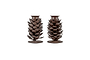 Elagalu Pine Cone Candle Stick - Rust (Set of 2)