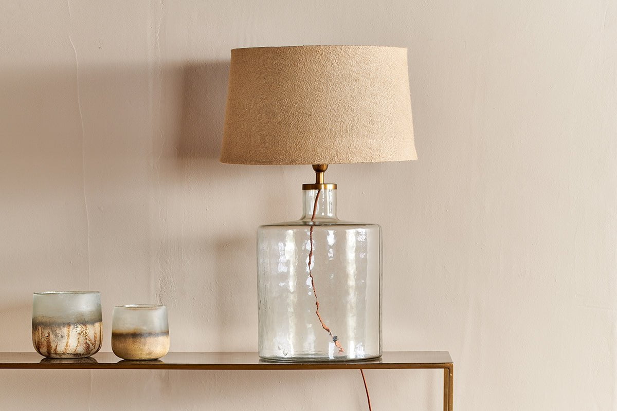 Edina Recycled Glass Table Lamp - Clear - Large-nkuku