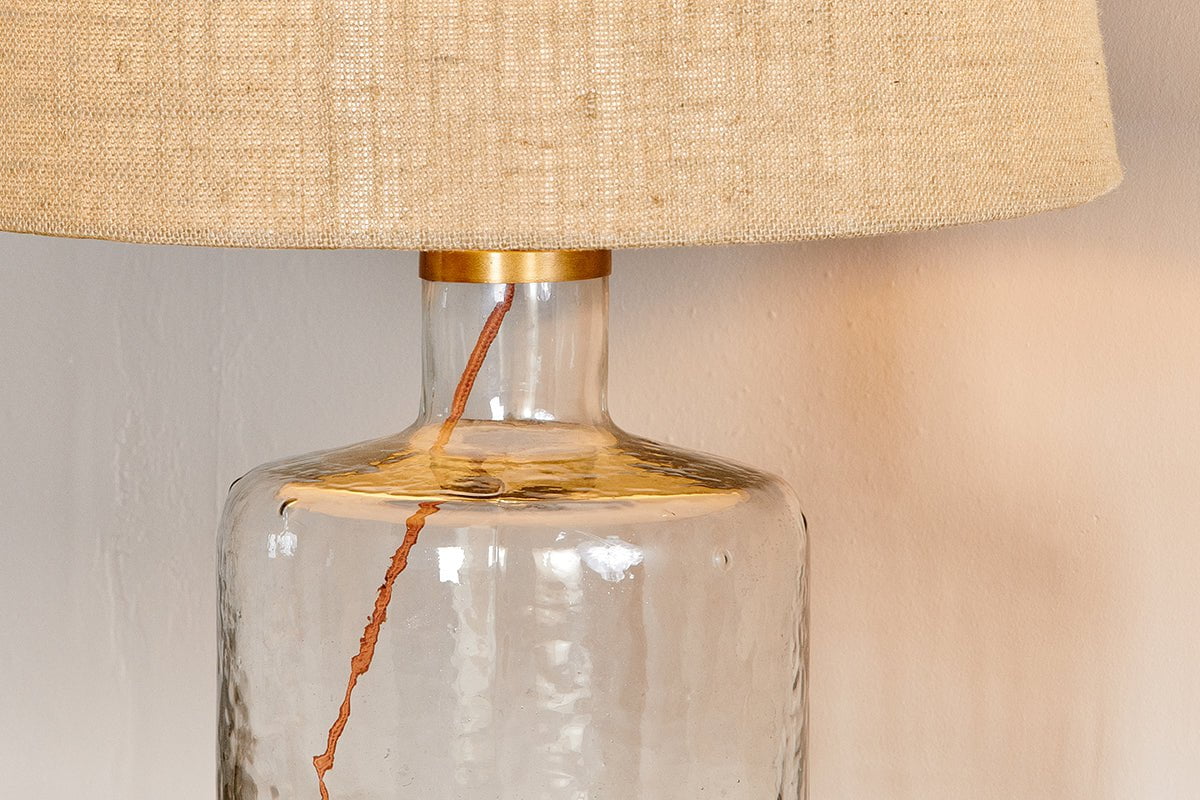 Edina Recycled Glass Table Lamp - Clear - Large-nkuku