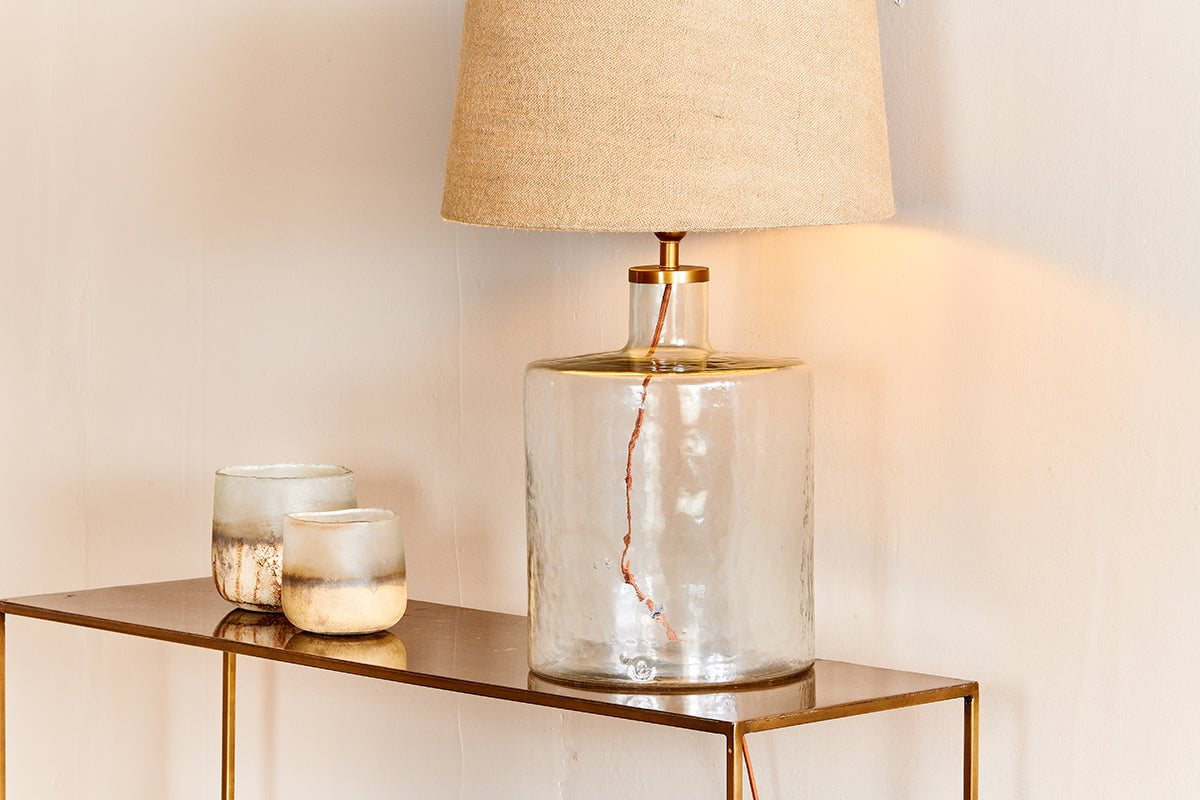 Edina Recycled Glass Table Lamp - Clear - Large-nkuku