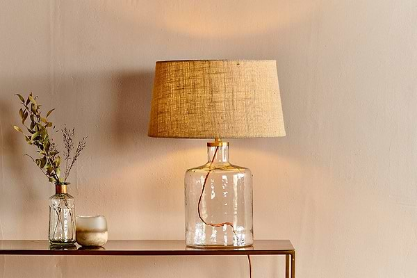 Edina Recycled Glass Table Lamp - Clear - Small-nkuku