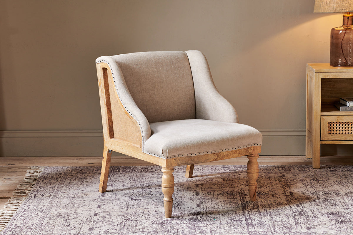 Elbu Deconstructed Linen Armchair - Stone- nkuku