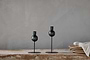 Endo Recycled Iron Candle Holder - Black (Set of 2)-nkuku