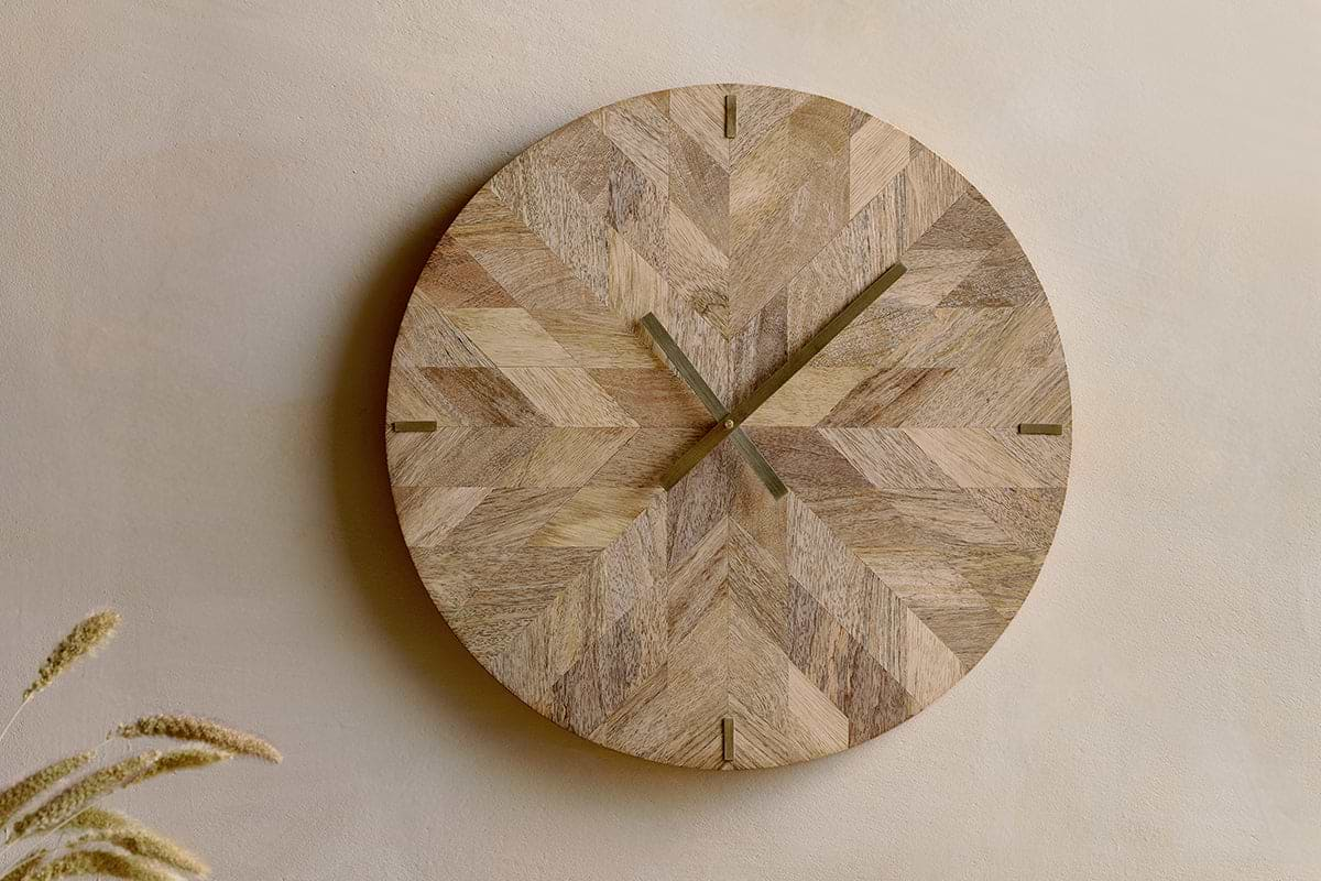 Enugu Mango Wood Clock - Natural-nkuku