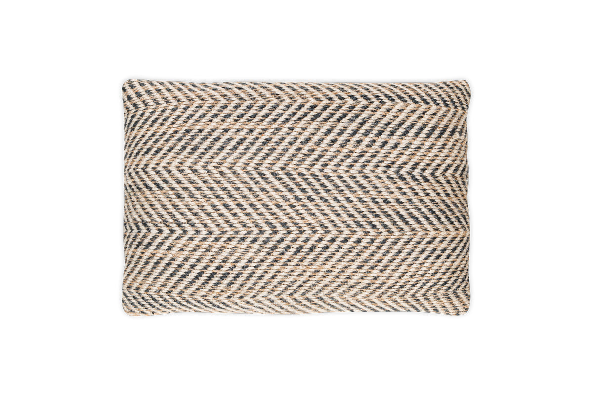 Faiyaz Jute & Cotton Cushion Cover - Natural & Dark Blue-nkuku