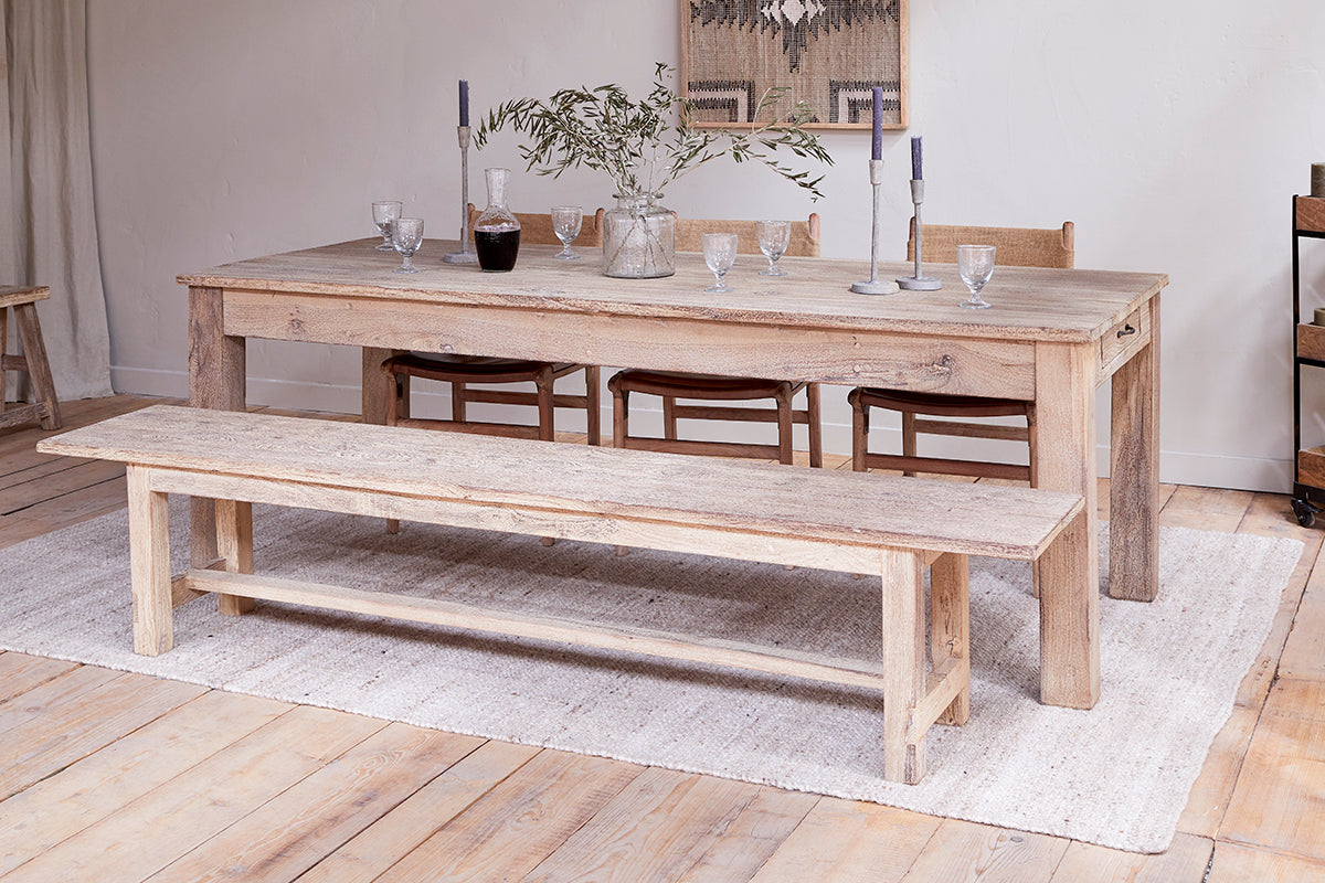 Fioni Reclaimed Wood Dining Table - Natural - Large-nkuku