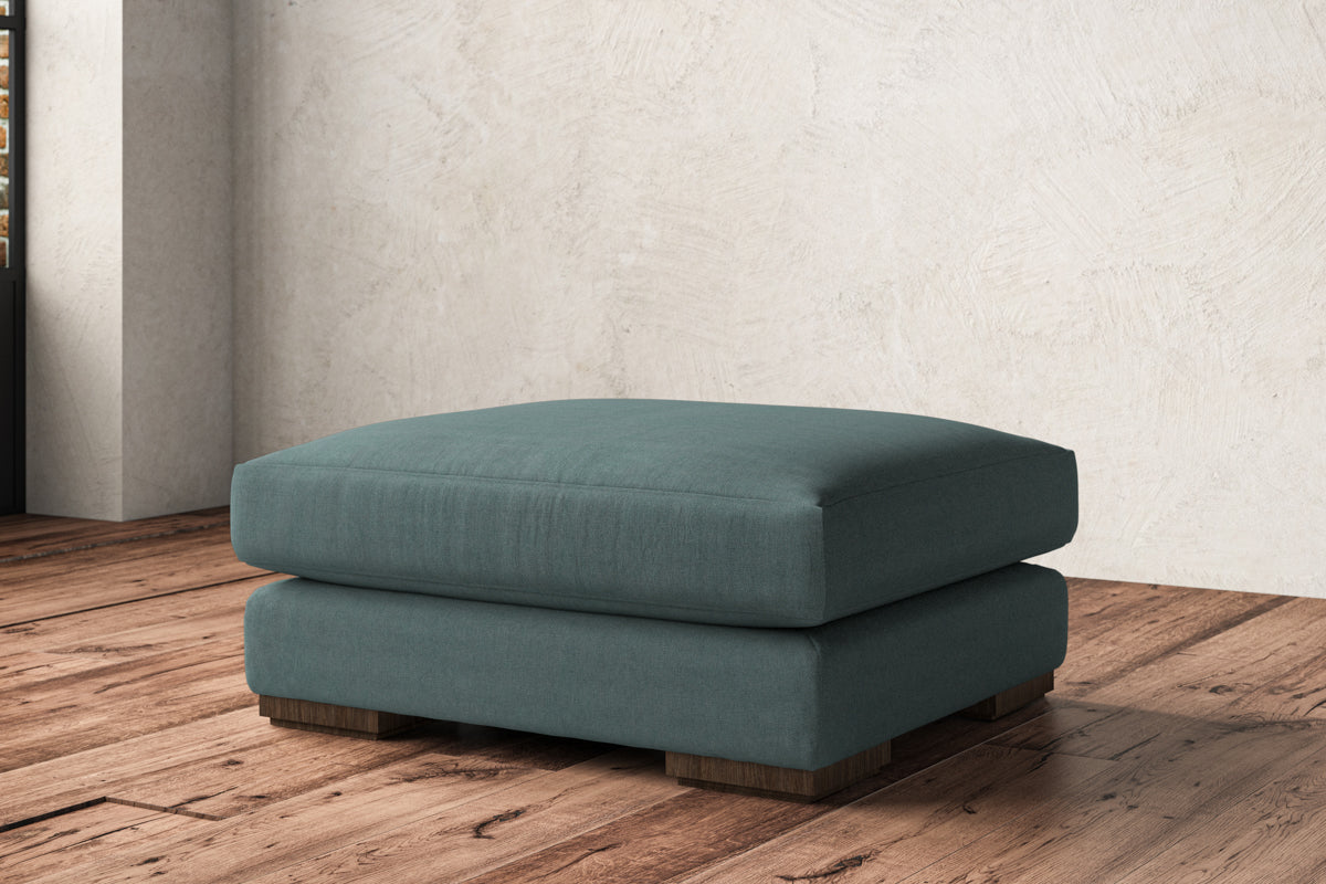 Guddu Large Footstool - Recycled Cotton Airforce