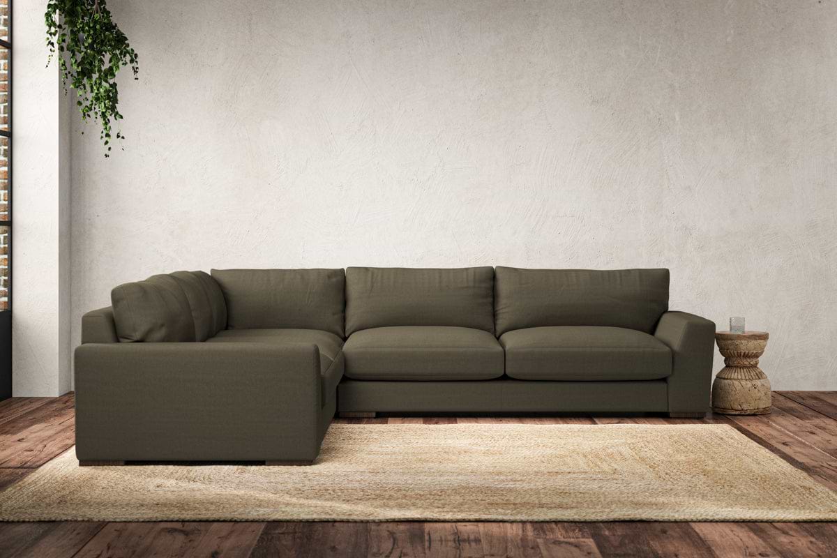 Guddu Large Left Hand Corner Sofa - Recycled Cotton Fatigue