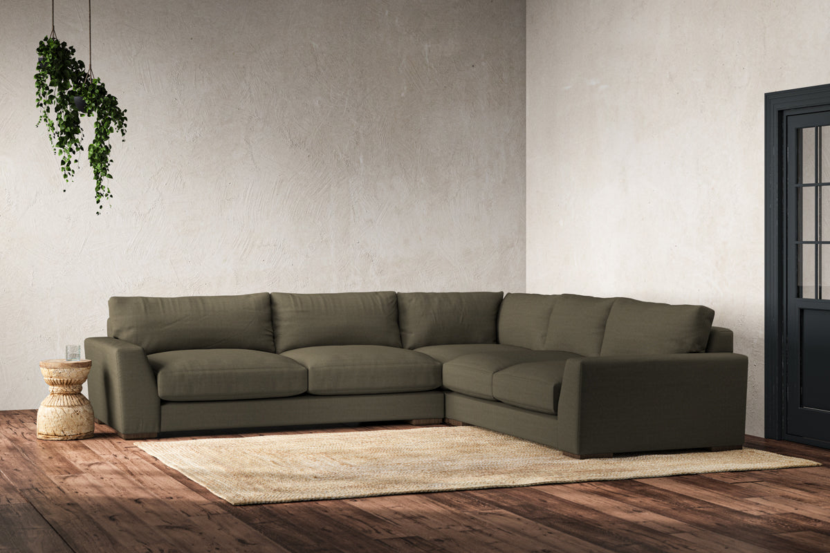 Guddu Large Right Hand Corner Sofa - Recycled Cotton Fatigue