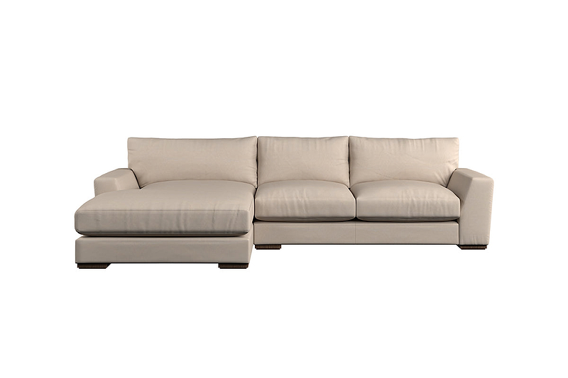 Guddu Medium Left Hand Chaise Sofa - Recycled Cotton Thunder