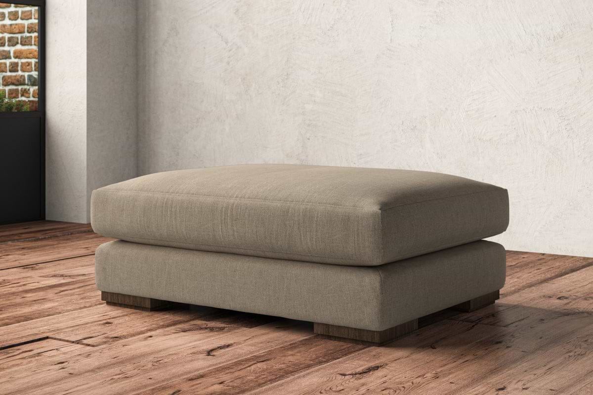 Guddu Grand Footstool - Brera Linen Pebble-nkuku