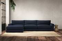 Guddu Grand Left Hand Chaise Sofa - Brera Linen Indigo-nkuku