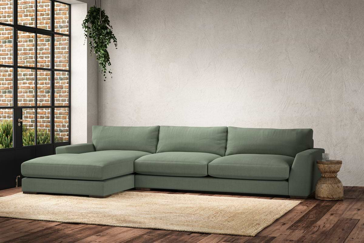 Guddu Grand Left Hand Chaise Sofa - Brera Linen Jade-nkuku