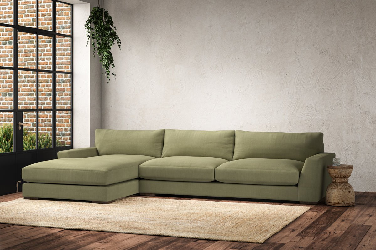 Guddu Grand Left Hand Chaise Sofa - Brera Linen Sage-nkuku