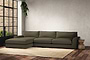 Guddu Grand Left Hand Chaise Sofa - Recycled Cotton Fatigue-nkuku