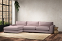 Guddu Grand Left Hand Chaise Sofa - Recycled Cotton Lavender-nkuku