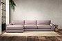 Guddu Grand Left Hand Chaise Sofa - Recycled Cotton Lavender-nkuku