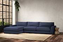 Guddu Grand Left Hand Chaise Sofa - Recycled Cotton Navy-nkuku