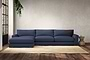 Guddu Grand Left Hand Chaise Sofa - Recycled Cotton Navy-nkuku