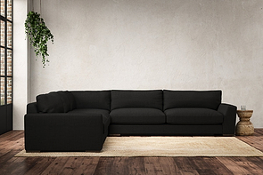 Guddu Grand Left Hand Corner Sofa - Brera Linen Charcoal-nkuku