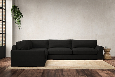 Guddu Grand Left Hand Corner Sofa - Brera Linen Charcoal-nkuku