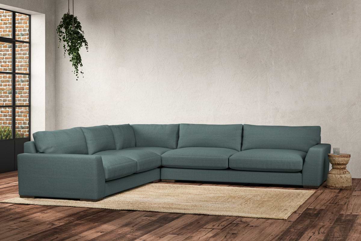Guddu Grand Left Hand Corner Sofa - Recycled Cotton Airforce-nkuku