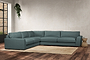 Guddu Grand Left Hand Corner Sofa - Recycled Cotton Airforce-nkuku