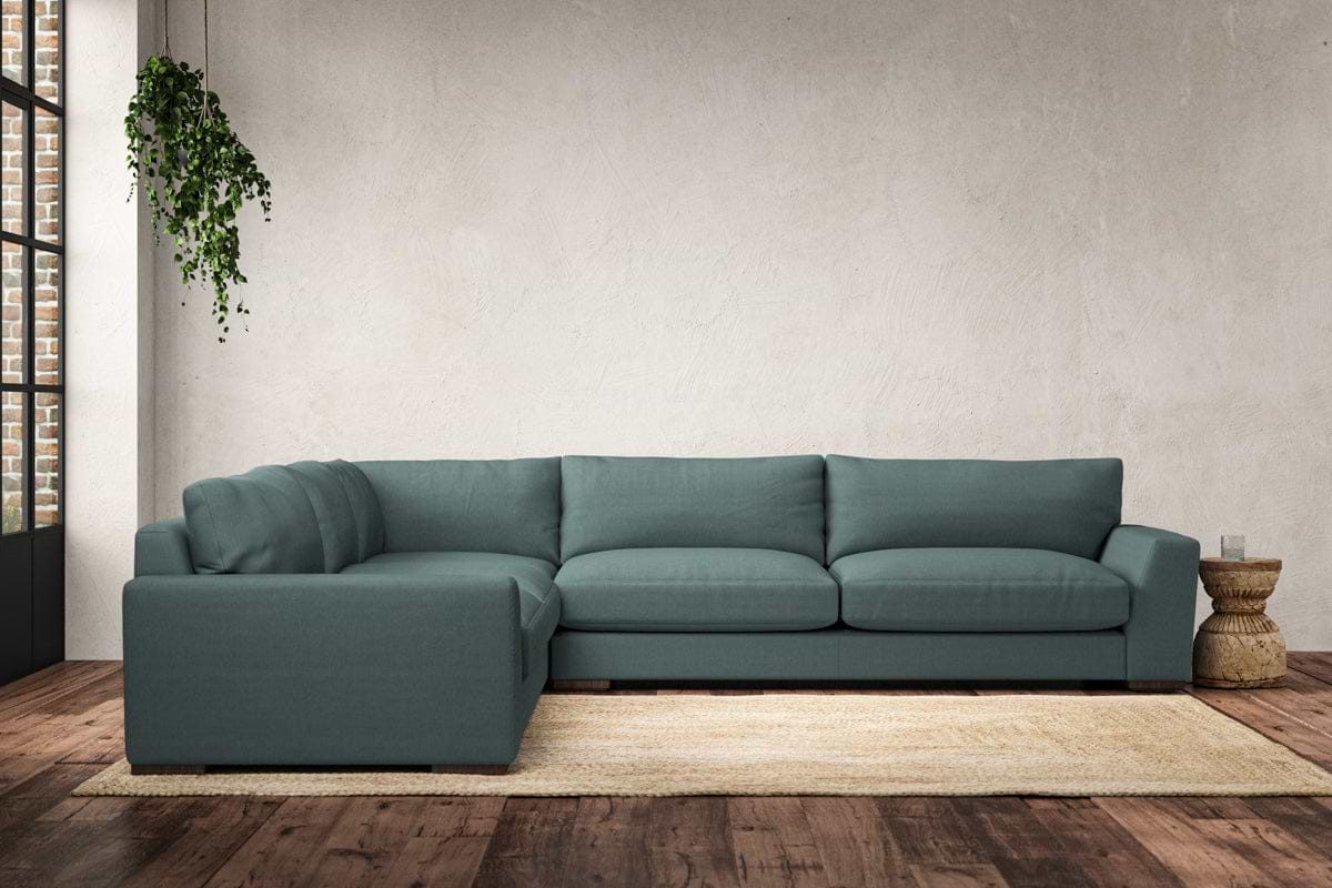 Guddu Grand Left Hand Corner Sofa - Recycled Cotton Airforce-nkuku