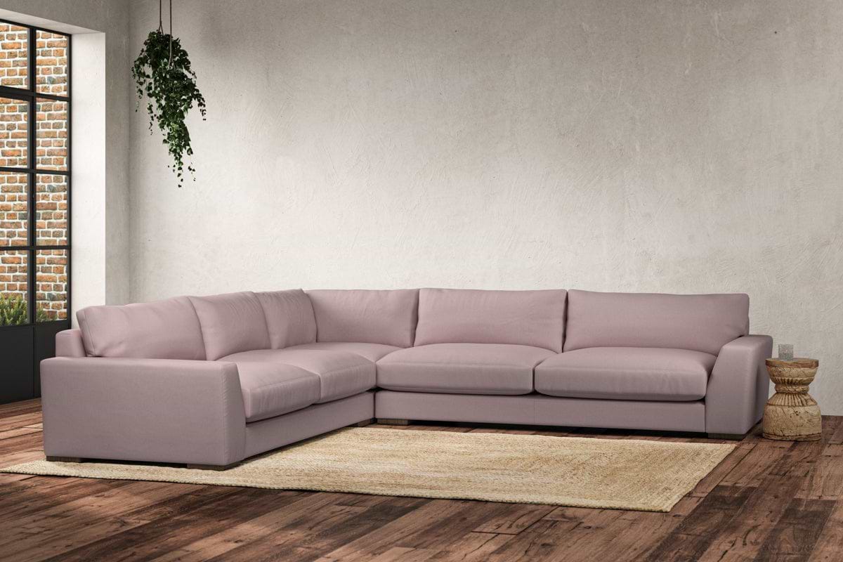 Guddu Grand Left Hand Corner Sofa - Recycled Cotton Lavender-nkuku