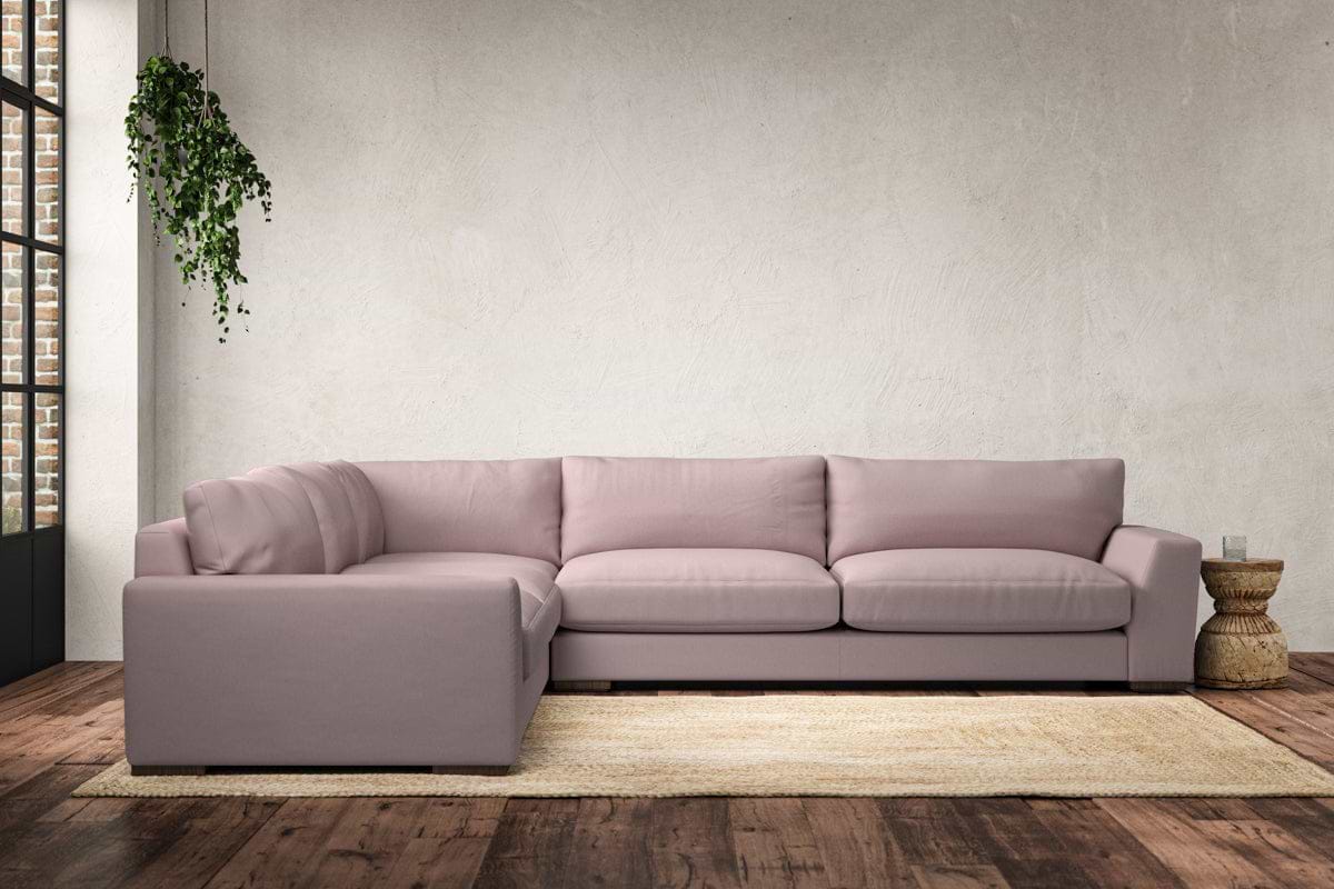 Guddu Grand Left Hand Corner Sofa - Recycled Cotton Lavender-nkuku