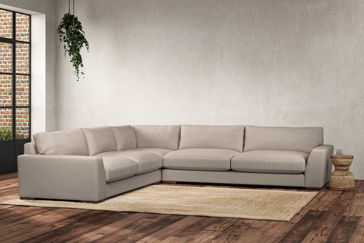 Guddu Grand Left Hand Corner Sofa - Recycled Cotton Natural-nkuku