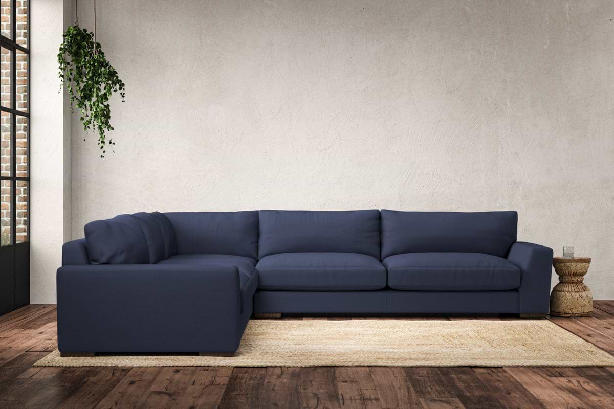 Guddu Grand Left Hand Corner Sofa - Recycled Cotton Navy-nkuku