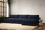 Guddu Grand Right Hand Chaise Sofa - Brera Linen Indigo-nkuku