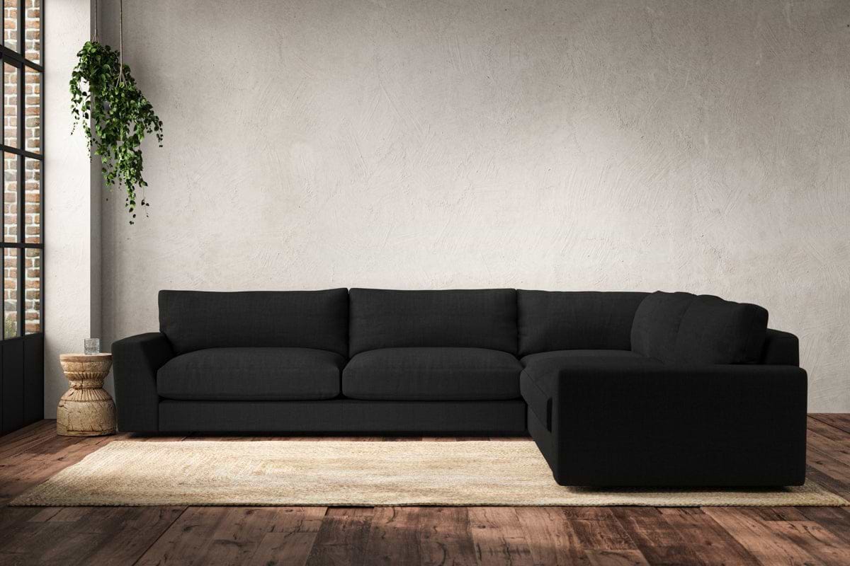 Guddu Grand Right Hand Corner Sofa - Brera Linen Charcoal-nkuku