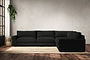 Guddu Grand Right Hand Corner Sofa - Brera Linen Charcoal-nkuku