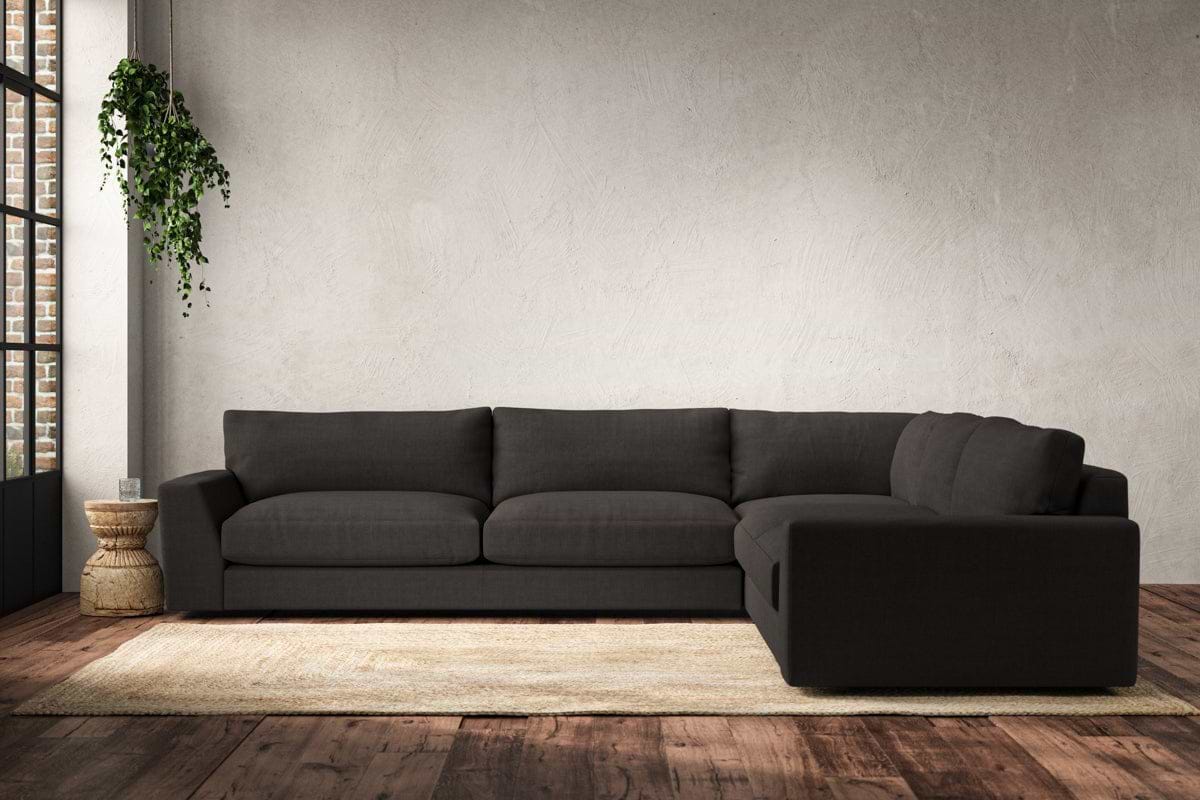 Guddu Grand Right Hand Corner Sofa - Brera Linen Espresso-nkuku