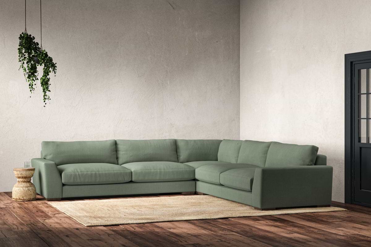 Guddu Grand Right Hand Corner Sofa - Brera Linen Jade-nkuku