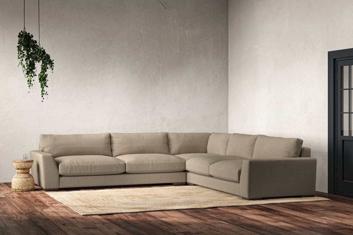 Guddu Grand Right Hand Corner Sofa - Brera Linen Pebble-nkuku