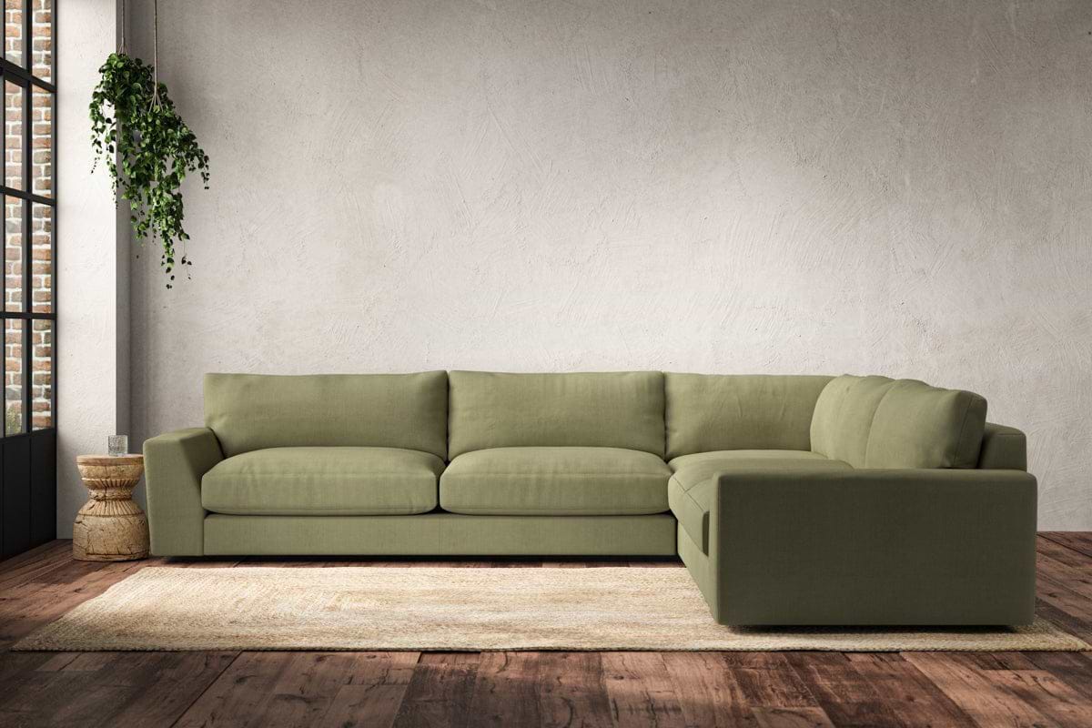 Guddu Grand Right Hand Corner Sofa - Brera Linen Sage-nkuku