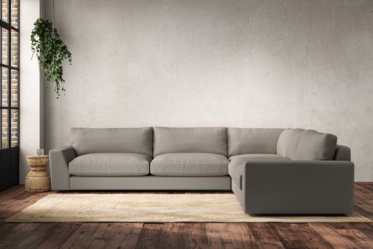 Guddu Grand Right Hand Corner Sofa - Recycled Cotton Flax-nkuku