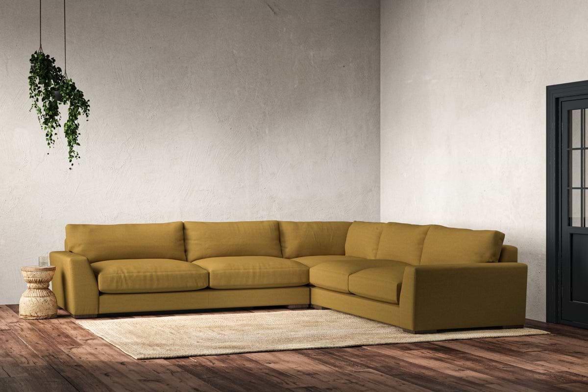 Guddu Grand Right Hand Corner Sofa - Recycled Cotton Ochre-nkuku
