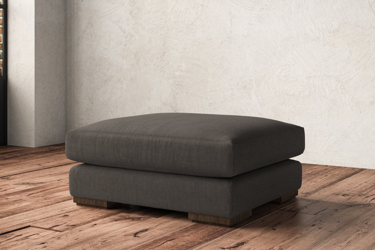 Guddu Large Footstool - Brera Linen Granite-nkuku