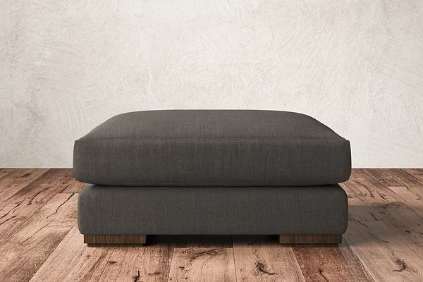 Guddu Large Footstool - Brera Linen Granite-nkuku